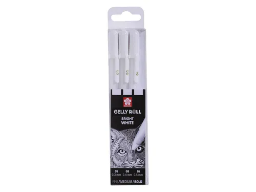 Gelschrijver Sakura Gelly Roll Classic set à 3 breedtes wit