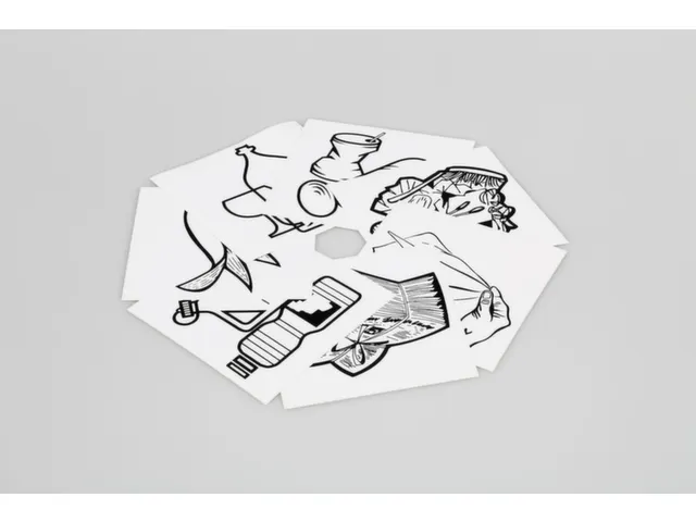 Stickerset,V. Afvalverzamelaar,7Xpictogram,Recyclebaar Afval,Papier