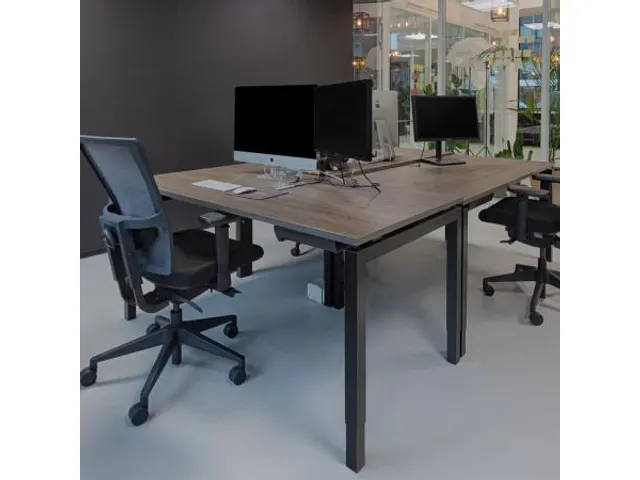 Bureaustoel 400 NPR Stof zwart, rug Wol/Mesh Grijs, Zwart voetkruis