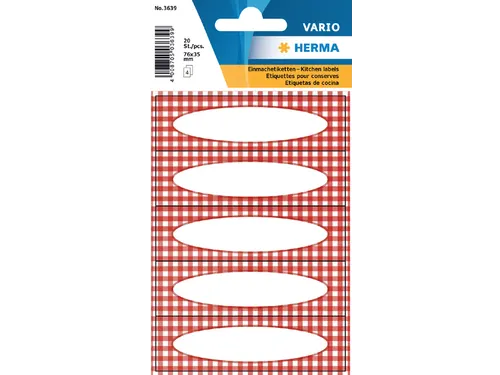 Etiket Herma 3639 Keuken etiketten Ruit Rood 4 vel