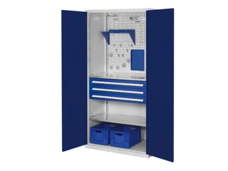 Materiaalkast Geperf. Deuren 1950x1000x600mm 3laden 2legborden Ral5010 - 1