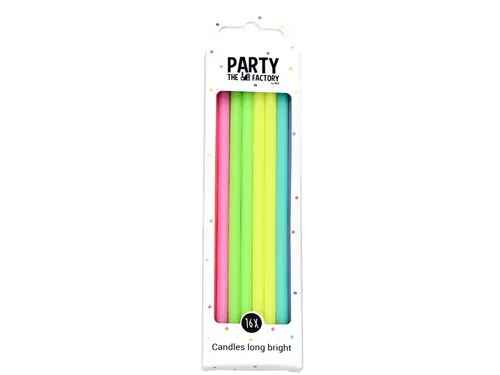 Kaarsjes Haza long bright 15cm 16 stuks assorti