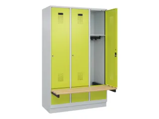 locker met bank,HxBxD 1950x1200x815mm,3vak,vak B 400mm,cilinderslot - 1
