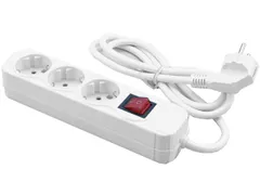 Stekkerdoos 3-voudig met schakelaar wit 1.4m