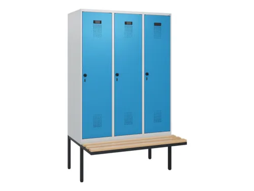 locker met bank,HxBxD 1950x1200x815mm,3vak,vak B 400mm,draaigrendel