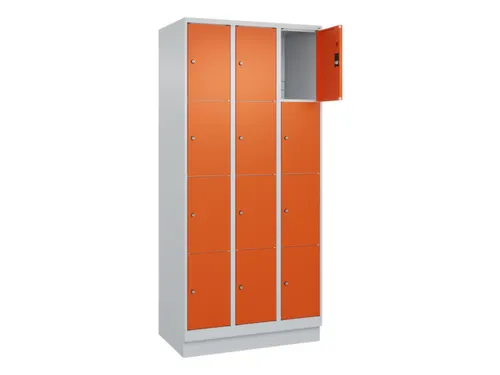lockerkast,HxBxD 1950x900x500mm,3x4vakken,vak B 300mm,cil.-slot,sokkel