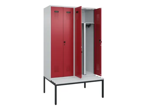 PBM-locker met bank,HxBxD 2120x1200x815mm,4vak,vak B 300mm