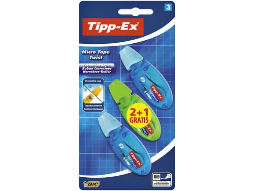 Correctietape Tipp-Ex micro twist 5mmx8m blister 2+1 gratis