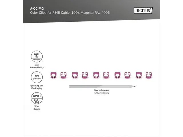 Kleurclips Voor Patchkabels RJ45-stekkers Magenta 100 Stuks