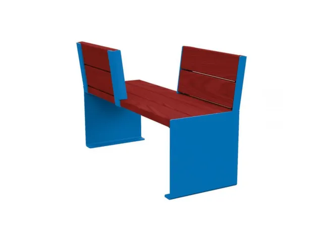 Banc opposé extérieur assise H450mm 3 lattes chêne acajou/RAL5010