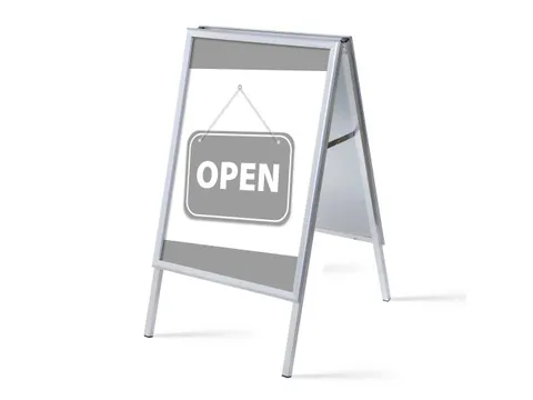 Stoepbord A1 complete set met print "OPEN" Grijs