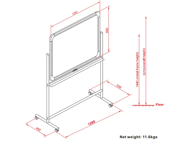 Magnetisch Kantelbord Whiteboard 90x120cm