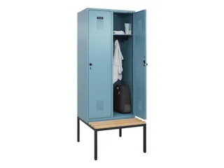 locker met bank,HxBxD 2120x800x815mm,2vak,vak B 400mm,draaigrendel - 1