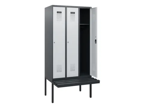 locker met bank,HxBxD 1950x900x815mm,3vak,vak B 300mm,cilinderslot