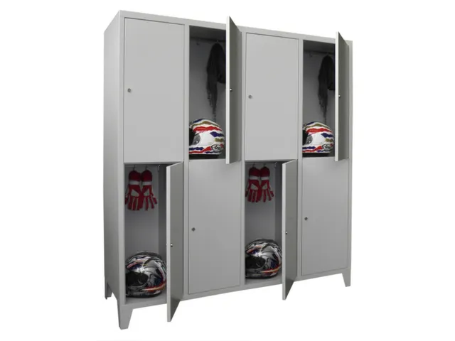 lockerkast,HxBxD 1850x1600x500mm,4x2vakken,RAL7035,front RAL6011