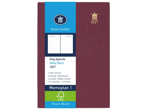 Agenda 2027 Ryam Memoplan 1 Mundior 1dag/1pagina bordeaux