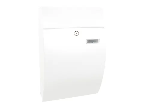 muurbrievenbus,staal,mat wit,HxBxD 480x322x155mm,inworp/uitname voor