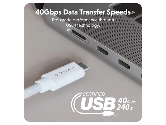 Câble Targus HyperDrive Next USB4 Type-C Performance 1,2m Blanc