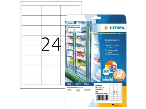 Etiket Herma 4389 66x33.8mm Diepvries Wit 600 stuks