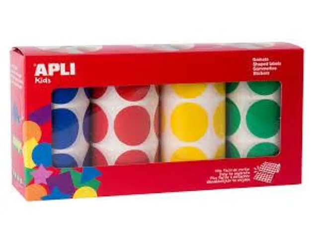 sticker XL cirkel diameter 33mm 4 rollen 4 kleuren