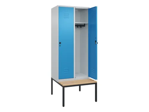 locker met bank,HxBxD 2120x800x815mm,2vak,vak B 400mm,draaigrendel