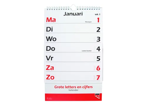 Kalender 2027 met grote letters en cijfers Quantore