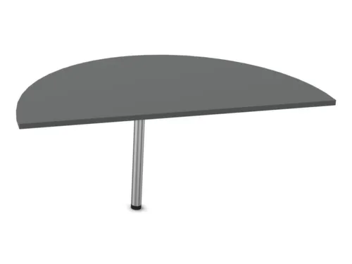 aanbouwtafel,HxBxD 740x1400x700mm,halfrond,MS-donkergrijs