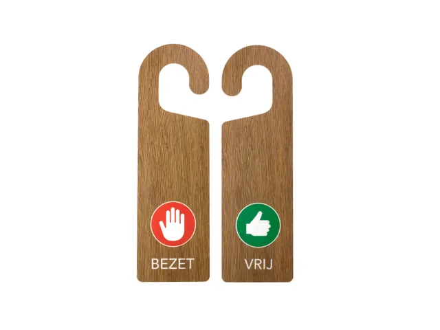 Kunststof deurhanger 250x75mm Vrij - Bezet Houtlook 10 stuks