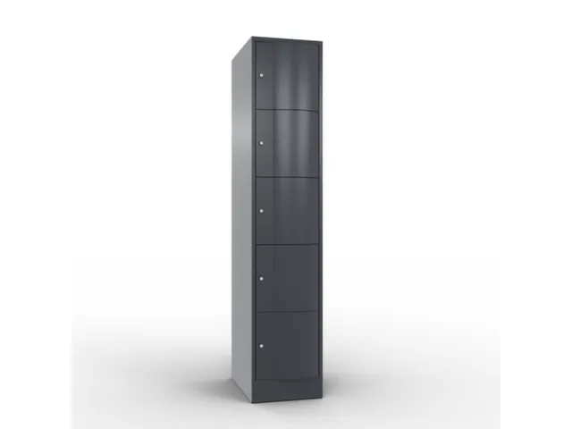 lockerkast cil.slot 1950x396x640mm 1x5 vakken RAL7021 front RAL7021