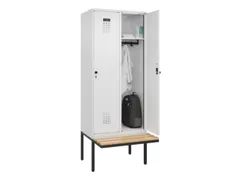 locker met bank,HxBxD 2120x800x815mm,2vak,vak B 400mm,draaigrendel
