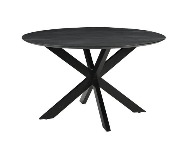 Vergadertafel Harper 130cm Rond Mango Zwart Spinpoot Zwart