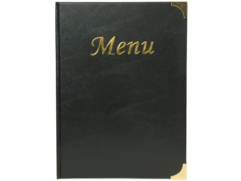 Securit Menukaart Basic Ft A4 4 tas, Zwart lederlook