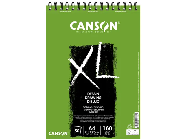 Bloc à dessin Canson XL Dessin A4 160g spirale 50 feuilles