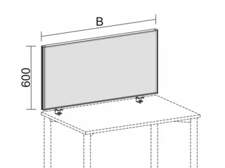 geluidabsorberende tafelscheidingswand,HxB 600x1000mm,wand stof,grijs - 5