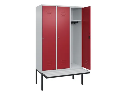 locker met bank,HxBxD 2120x1200x815mm,3vak,vak B 400mm,cil.-slot