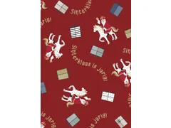 Haza Apparaatrol Sint en Co Rood 200mx30cm inpakpapier