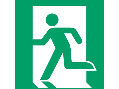 Pictogram bordje Djois Nooduitgang links 200x200mm groen