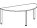 vergadertafel HxBxD 72x160x80cm halfrond Lichtgrijs 3voeten Alu