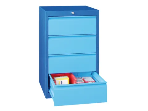 ladekast,HxBxD 800x500x600mm,4lade(n),cil.-slot,RAL7035,front RAL3000