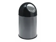 Afvalbak met pushdeksel 30 liter Zwart RVS
