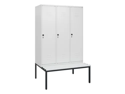 locker met bank,HxBxD 1950x1200x815mm,3vak,vak B 400mm,draaigrendel