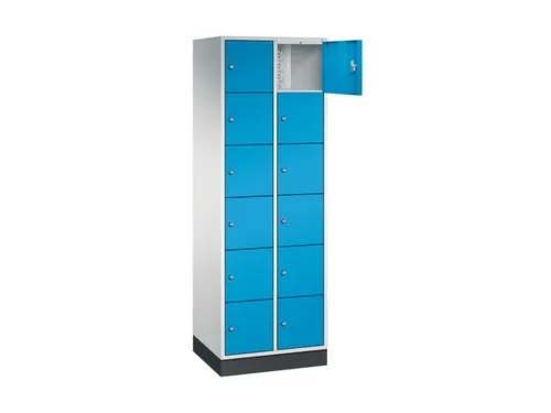lockerkast,RAL 7035/RAL 5012,HxBxD 1950x620x500mm,2x6vakken,cil.-slot