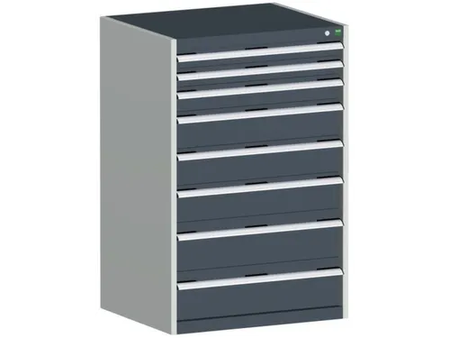 ladekast 1200x800x750mm 8laden zware lasten RAL7035 front RAL7016