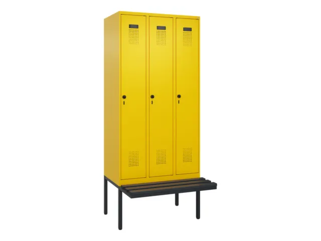 locker met bank,voor scheiding van kleding,HxBxD 2120x900x815mm,3vak
