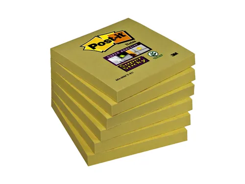 Memoblok 3M Post-it 654 Super Sticky 76x76mm geel