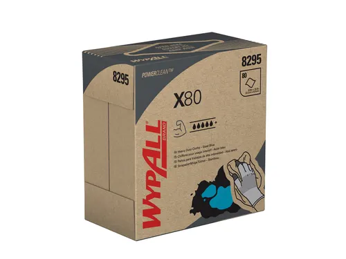 Poetsdoek WypAll X80 Powerclean 42,6x21,2cm 80vel pop-up blauw 8295