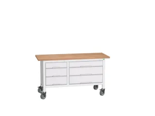 werkbank HxBxD 830x1500x600mm multiplexblad 6laden RAL7035 - 1