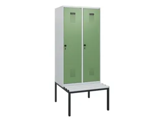 locker met bank,HxBxD 1950x800x815mm,2vak,vak B 400mm,draaigrendel - 2