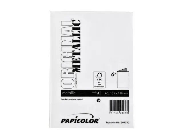 Carte de correspondance Papicolor double 105x148mm blanc perle métall