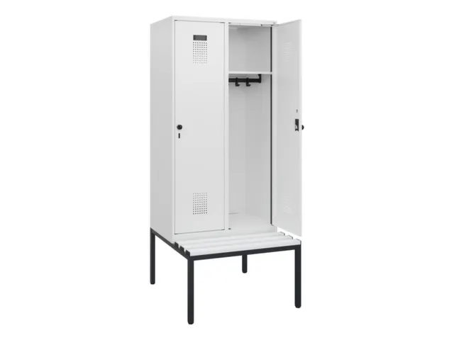 locker met bank,HxBxD 1950x800x815mm,2vak,vak B 400mm,draaigrendel